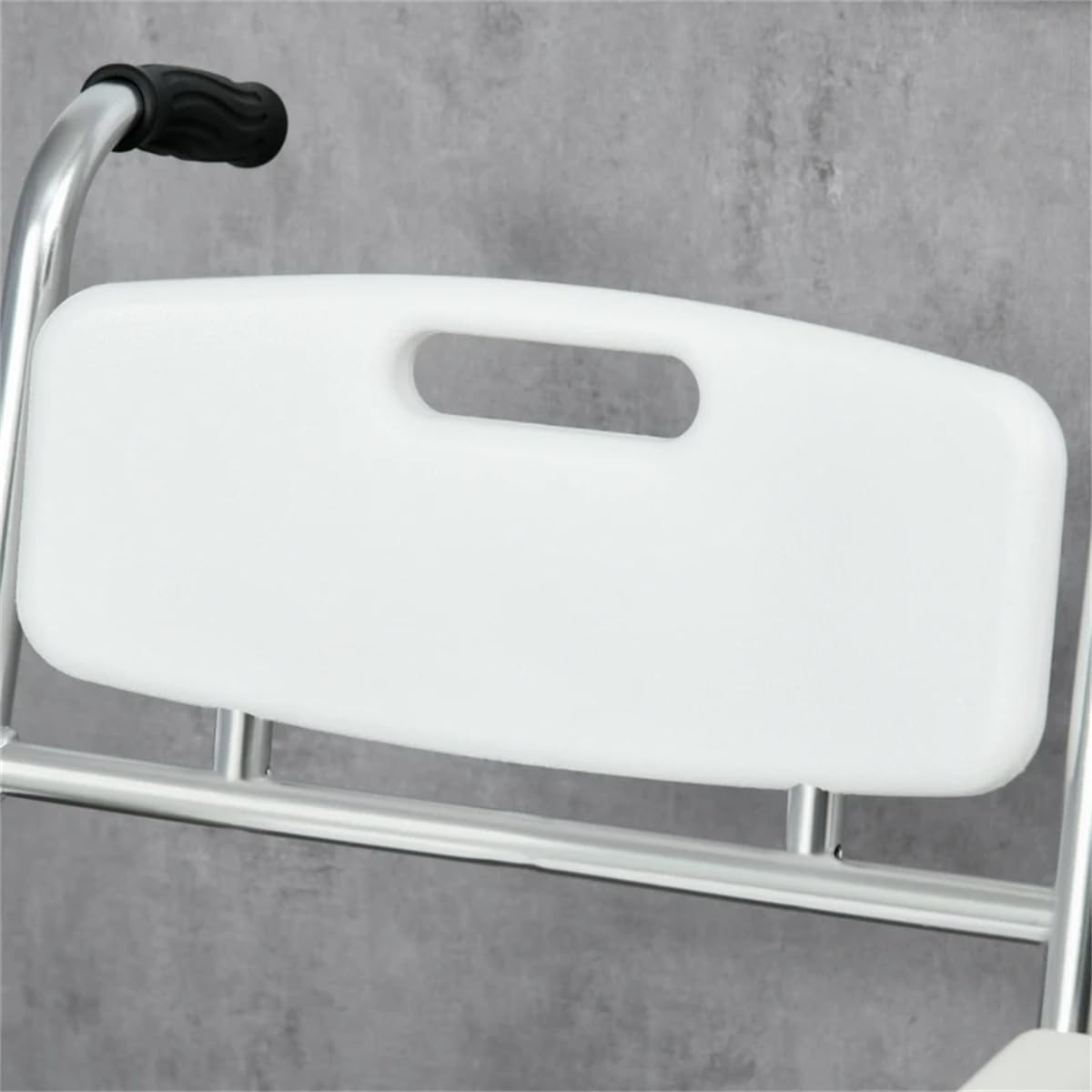 White Rolling Shower Wheelchair with Commode, 4 Lockable Wheels F7335