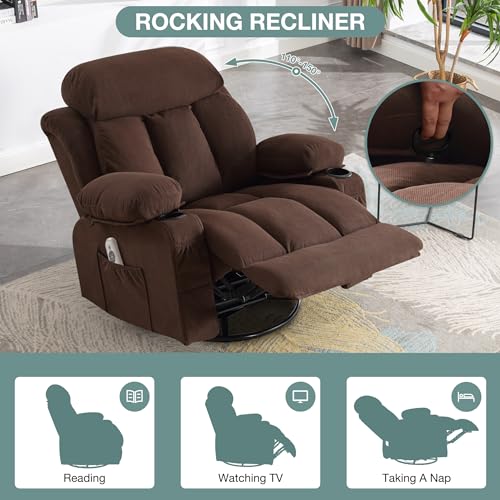 Massage Recliner Chair with Heat and Vibration, Breathable Fabric Ergonomic Single Sofa Chair X60644