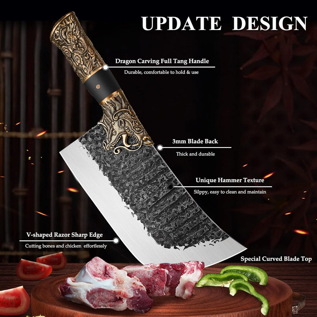 High Carbon Steel Meat Cleaver with Sheath K436