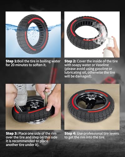 9.5x2.50 Solid Tire 9.5 inch Tubeless Rubber Tire 2pc Red J213553