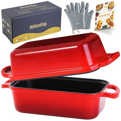 Enameled Cast Iron Bread Loaf Pan with Lid, Set of 2 S9815