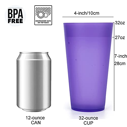 32 oz Plastic Tumblers Set of 6, Assorted Colors F686869