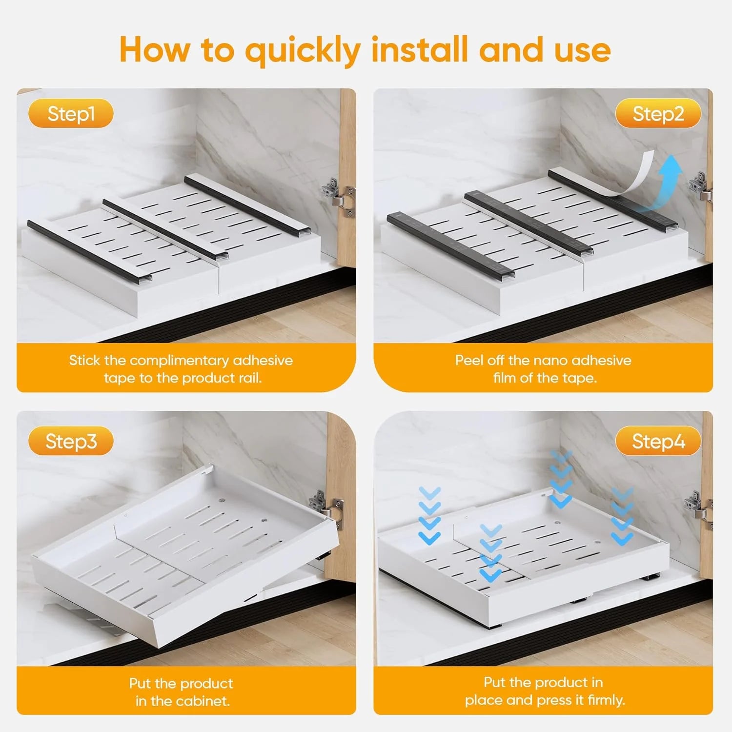 2 Pack Expandable Pull Out Cabinet Organizer Adhesive L159428