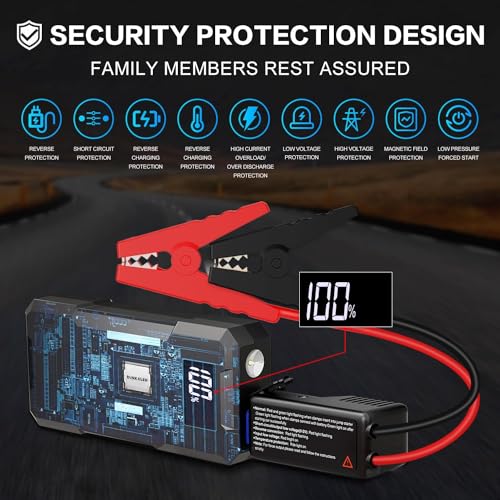 Car Battery Jump Starter 3000A Portable 12V Jump Starter with Jumper Cables and LED Lights R984