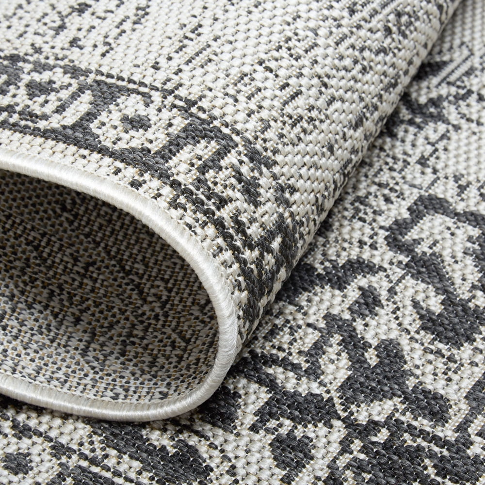 Grey Black 5'2"x7'2" Indoor Outdoor Area Rug H3214