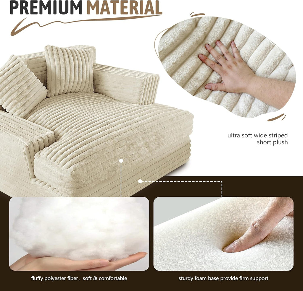 Oversized Chaise Lounge Sofa with 2 Throw Pillows V708
