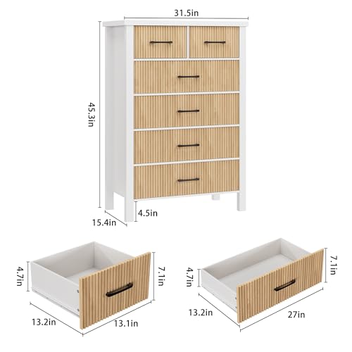 Natural Oak 6 Drawer Wood Dresser T413
