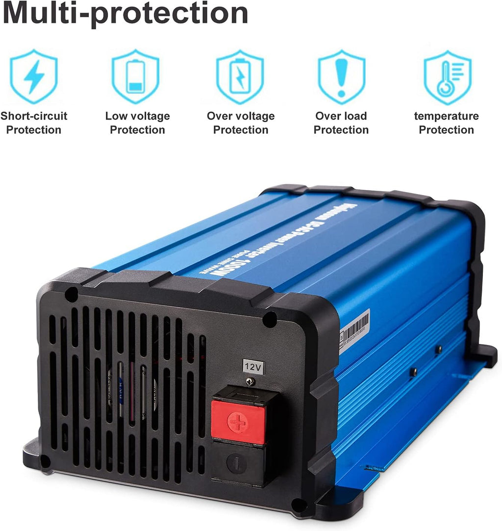 1000 watt Pure Sine Wave Power Inverter 12V to 110V DC to AC with Remote Controller Y79041