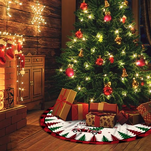 48 Inches Red Buffalo Plaid Christmas Tree Skirt Z2248