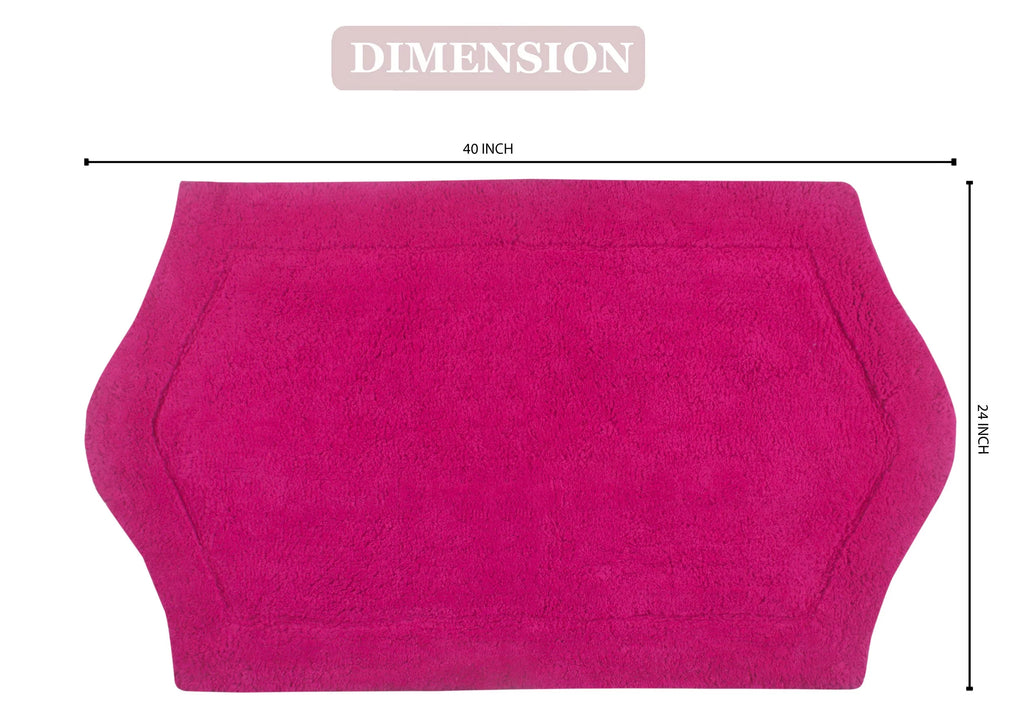 100% Cotton Tufted Bath Rug, 24"x40" Rectangle, Hot Pink T6677