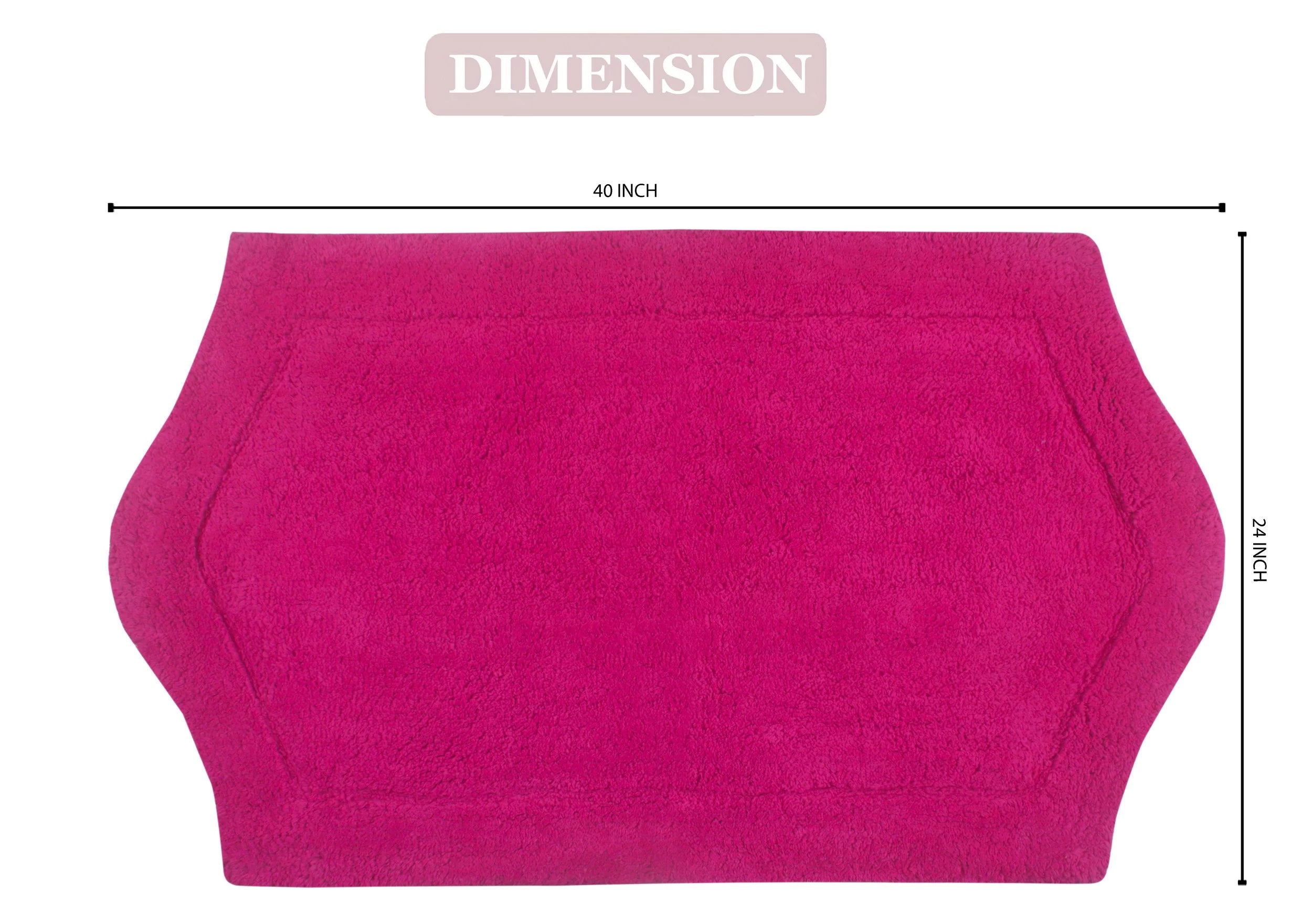 100% Cotton Tufted Bath Rug, 24"x40" Rectangle, Hot Pink T6677