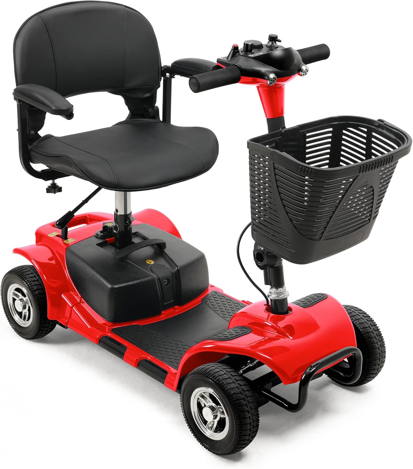 Red 4 Wheel Mobility Scooter with Basket and Extended Battery Y942