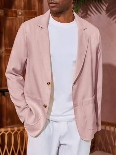 Mens Casual Linen Blazer Suit Jacket Two Button Slim Fit Lightweight Sport Coats Y39614