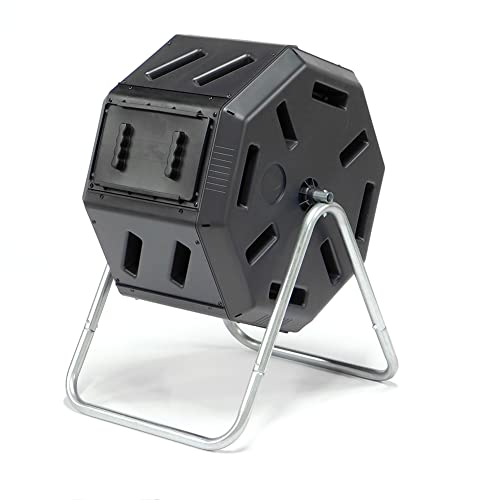 Black 37 Gallon Dual Chamber Tumbling Composter K341813