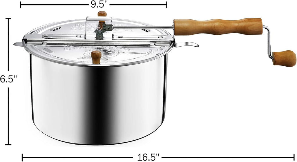 Silver 5qt Stovetop Popcorn Maker with Wooden Handles V576692
