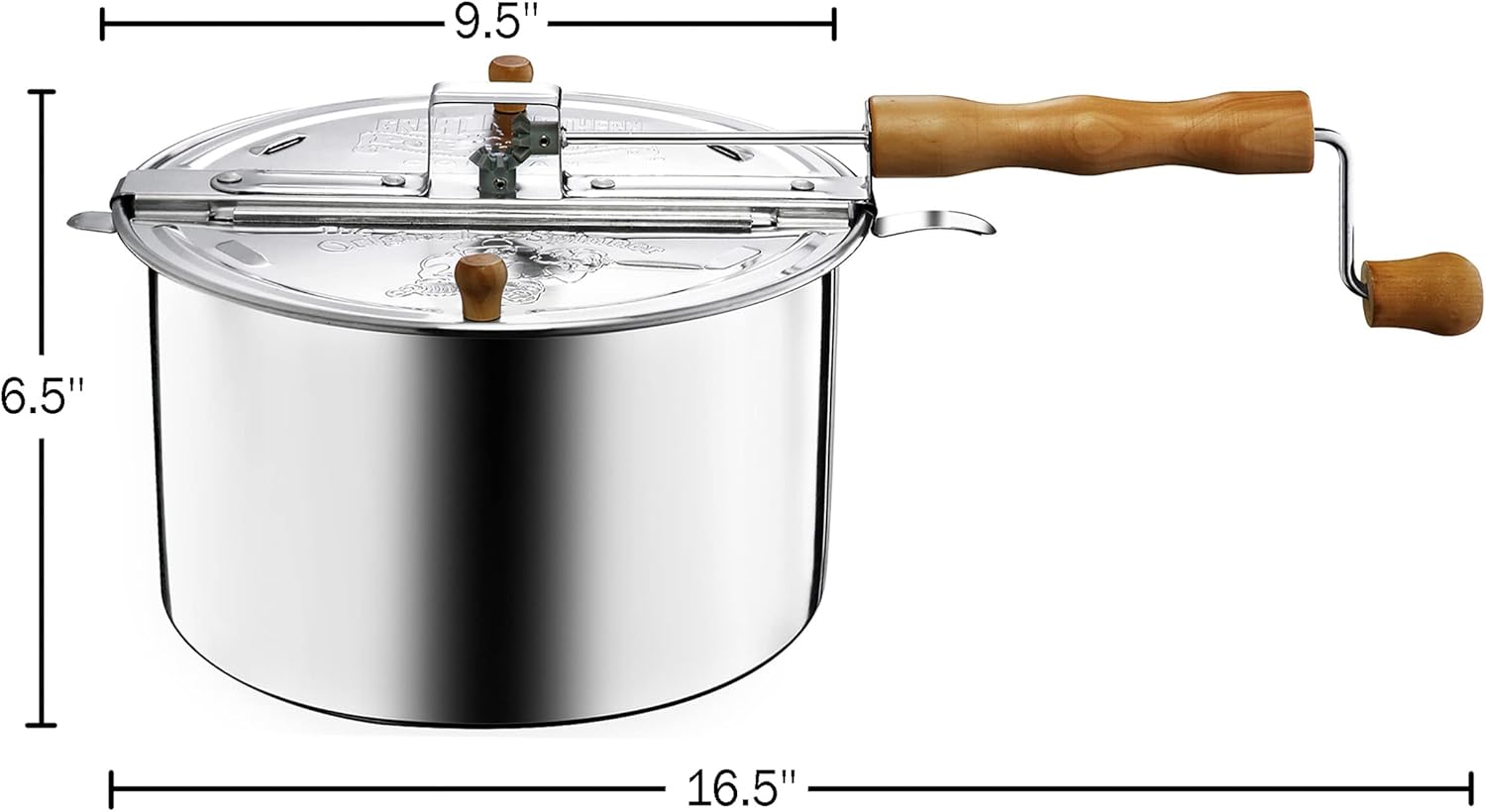 Silver 5qt Stovetop Popcorn Maker with Wooden Handles V576692