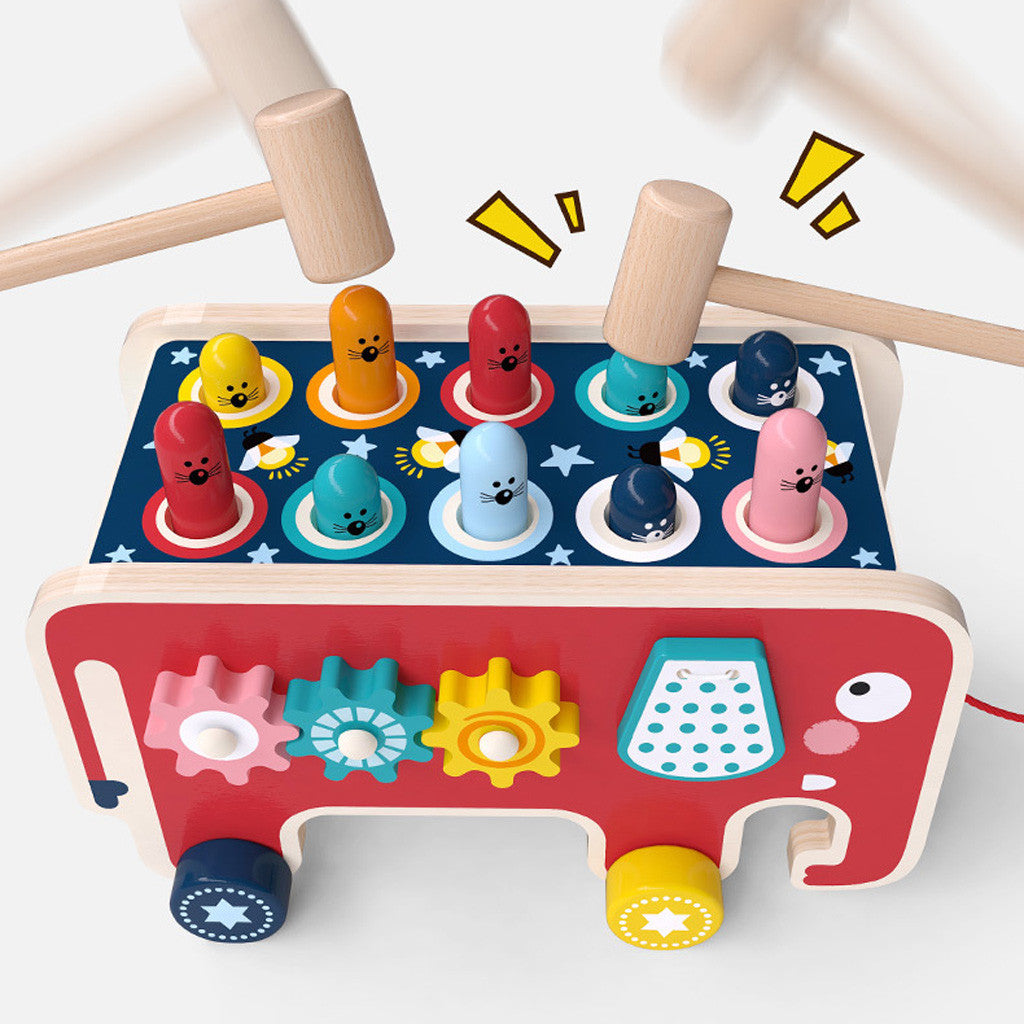 Colourful Wooden Whack-A- Game Early Educational Toys Two Hammers A7229