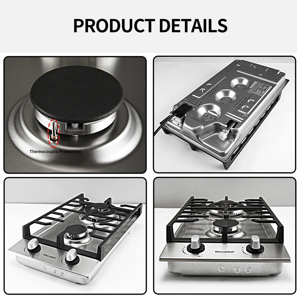 12" Dual Fuel 2 Burner Stainless Steel Cooktop Z167