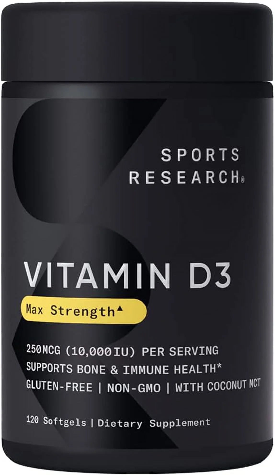 Vitamin D3 10,000 IU with Coconut MCT Oil – 120 Liquid Softgels R918