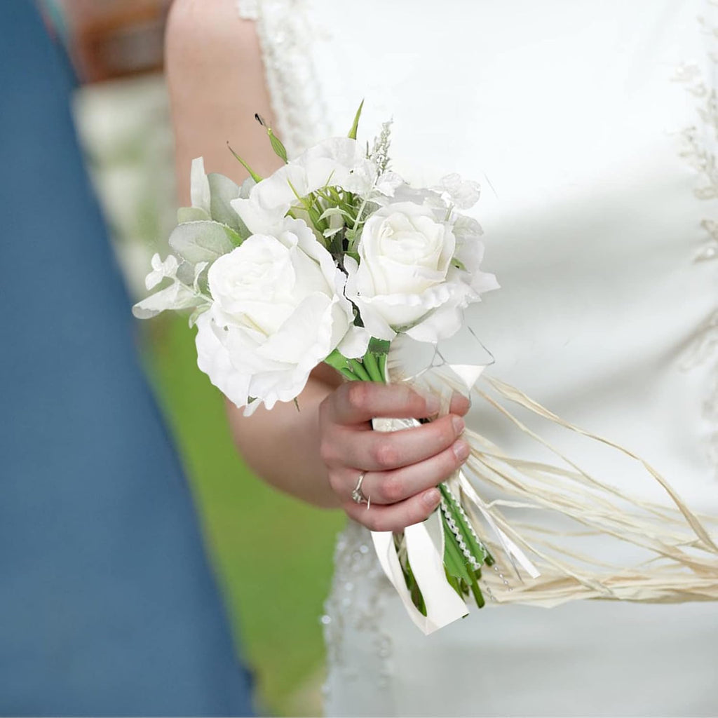 8.7 Inch Artificial Silk Rose Bridal Bouquet F57292