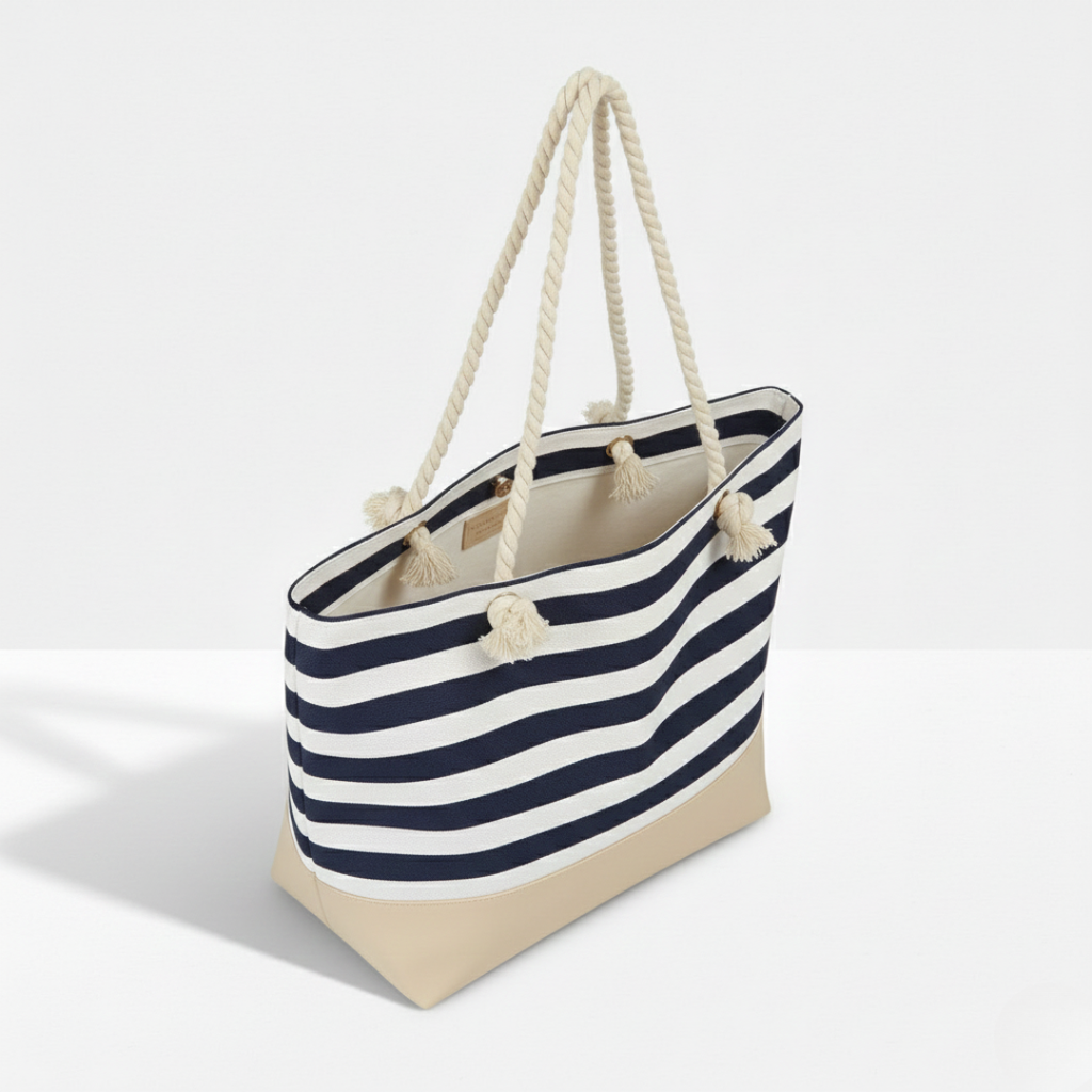 Durable Striped Canvas Tote