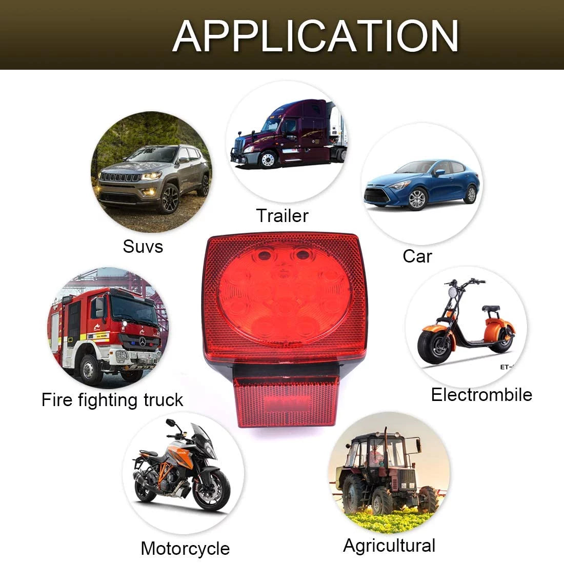 Trailer Lights Kit LED 12V Waterproof Tail Light Set Red K1998