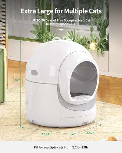 Self-Cleaning Automatic Cat Litter Box, 85L, White&Grey N2431
