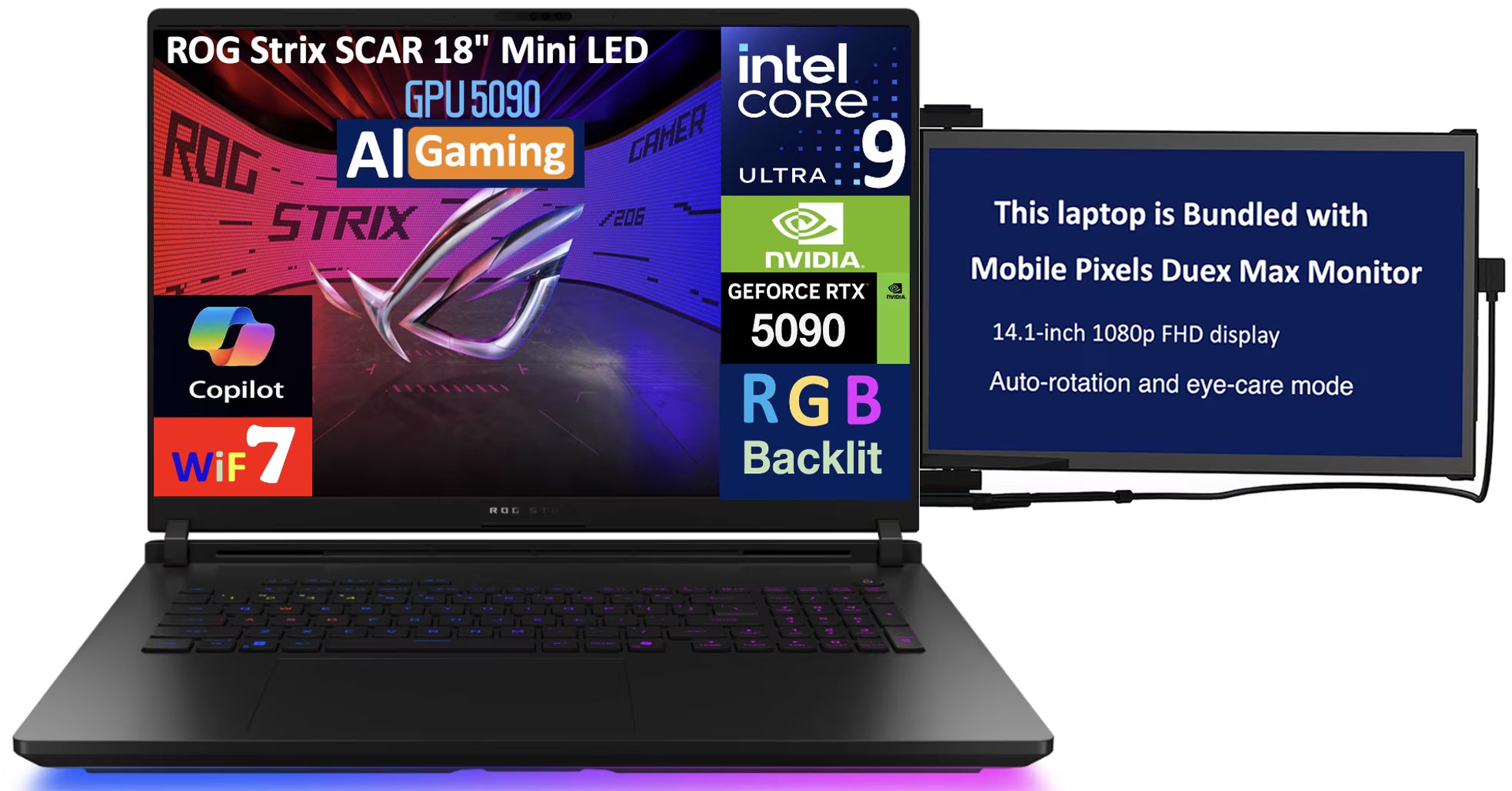 18in 240Hz Mini LED WQXGA Gaming Laptop with Intel Ultra 9 275HX, NVIDIA GeForce RTX 5090 24GB, 32GB DDR5, 8TB PCIe SSD, Win 11 Pro Y94838