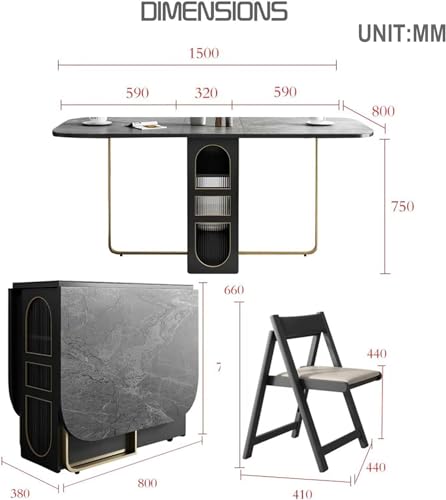 Folding Square Dining Table with Wheels and Storage Racks C228949