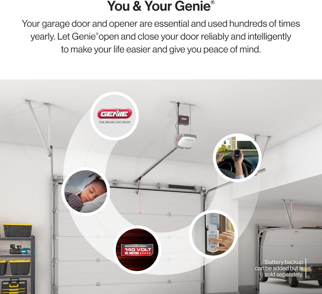 Gray Garage Door Opener with Steel-Reinforced Belt Drive C8673