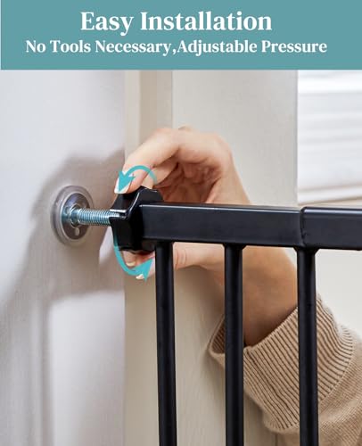 Black Metal Baby Gate 30" Tall M584305