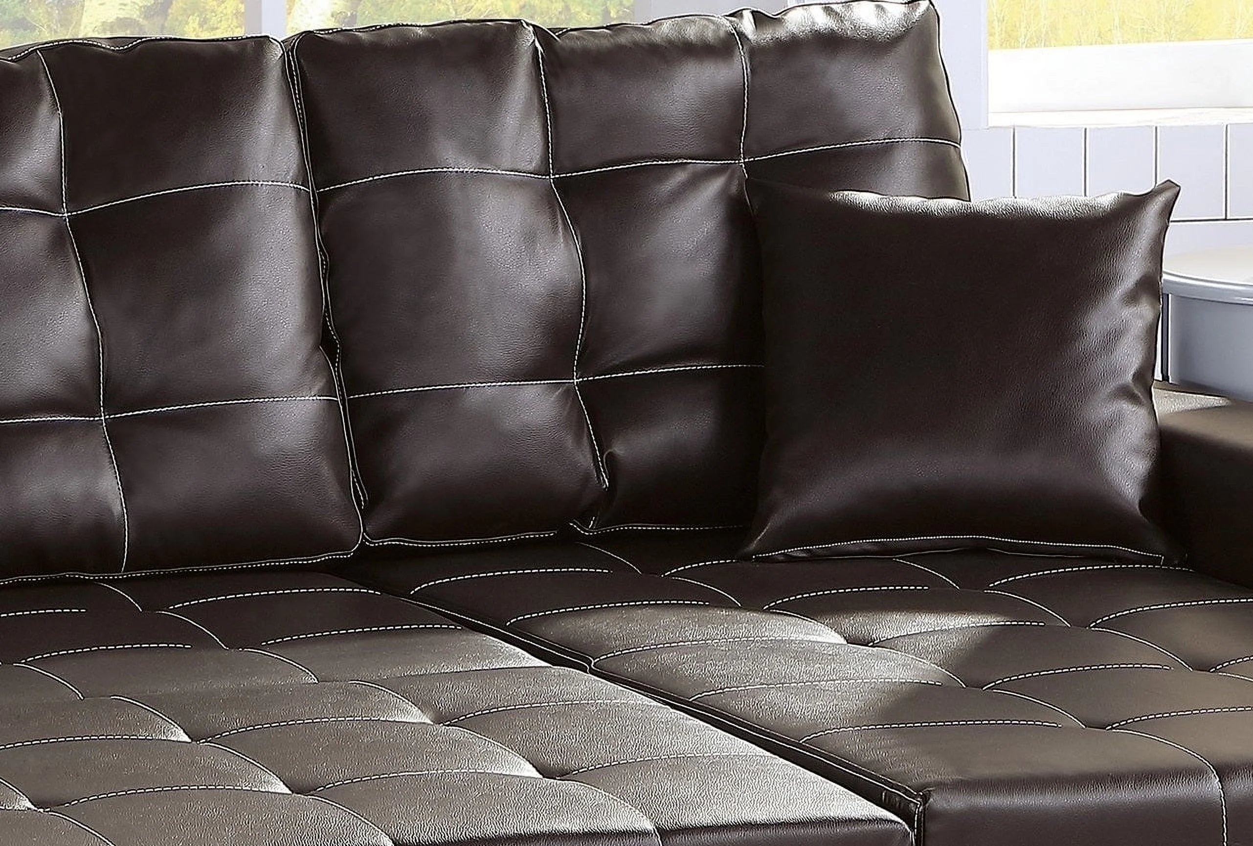 Espresso Convertible Sectional Sofa with Pull Out Bed H2110