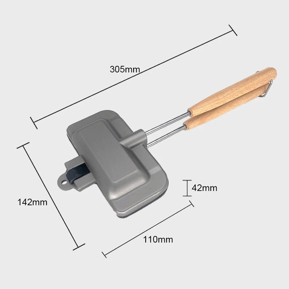 Double-Sided Non-Stick Aluminum Sandwich Maker with Removable Handle N27191