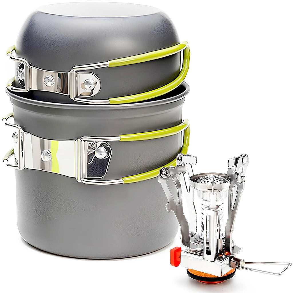 Compact Non-Stick Stainless Steel Camping Cookware Set Q337
