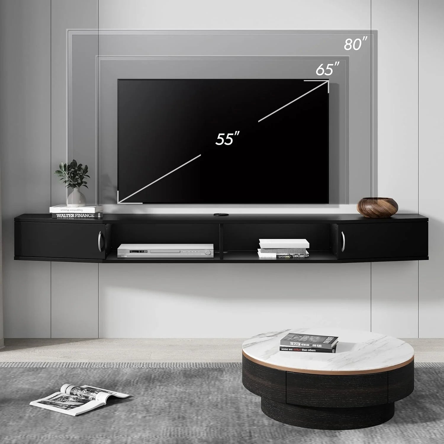 70'' Wall Mounted TV Stand with Cabinet P252