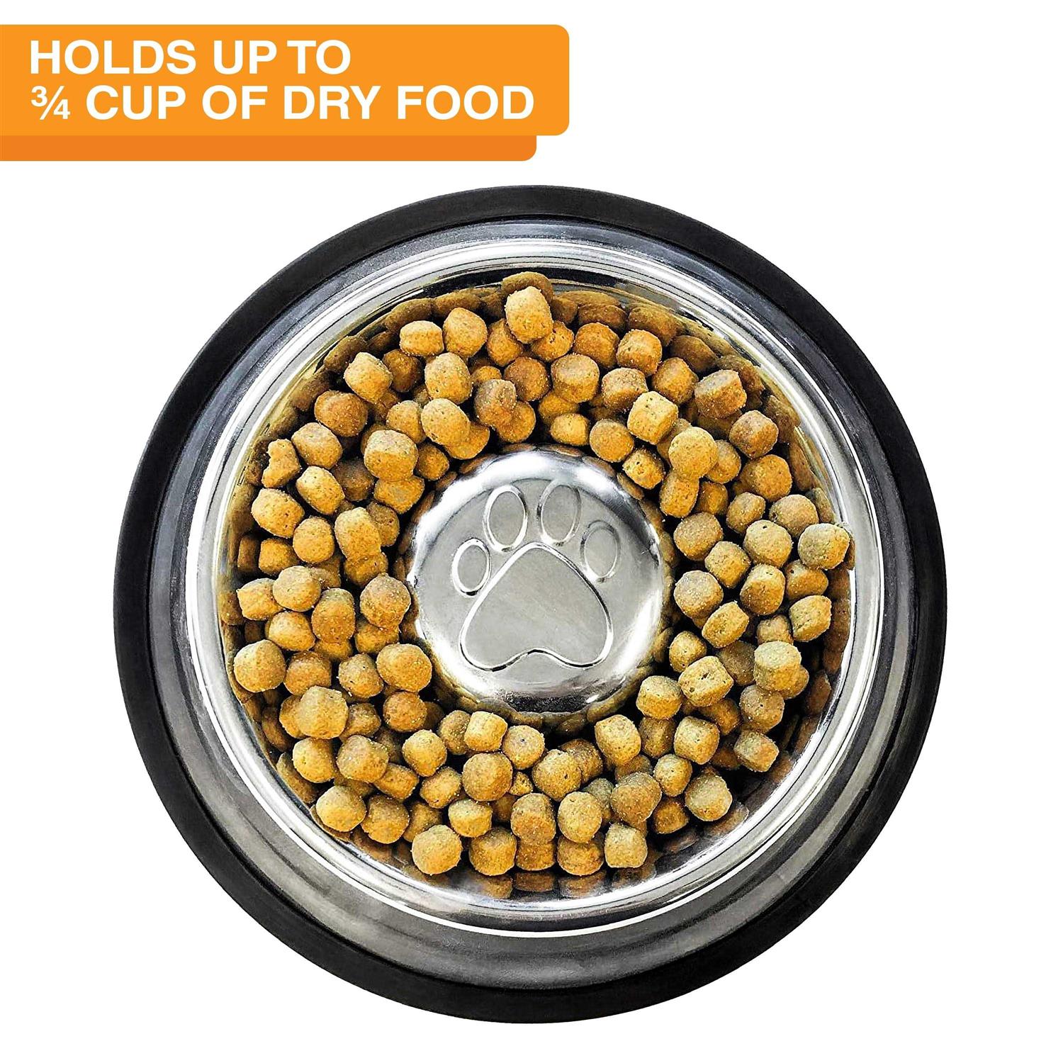 Stainless Steel Slow Feed Bowl Non-Tip Non-Skid W513896
