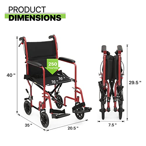 16 inch Wide Seat Foldable Lightweight Wheelchair L824067