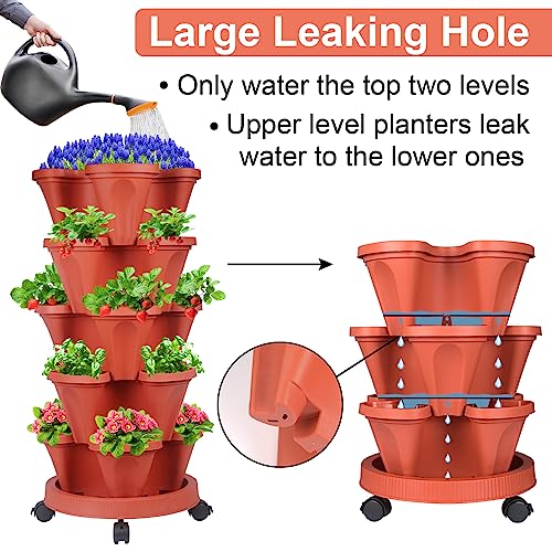 7 Tier Stackable Planters with Removable Wheels J6046