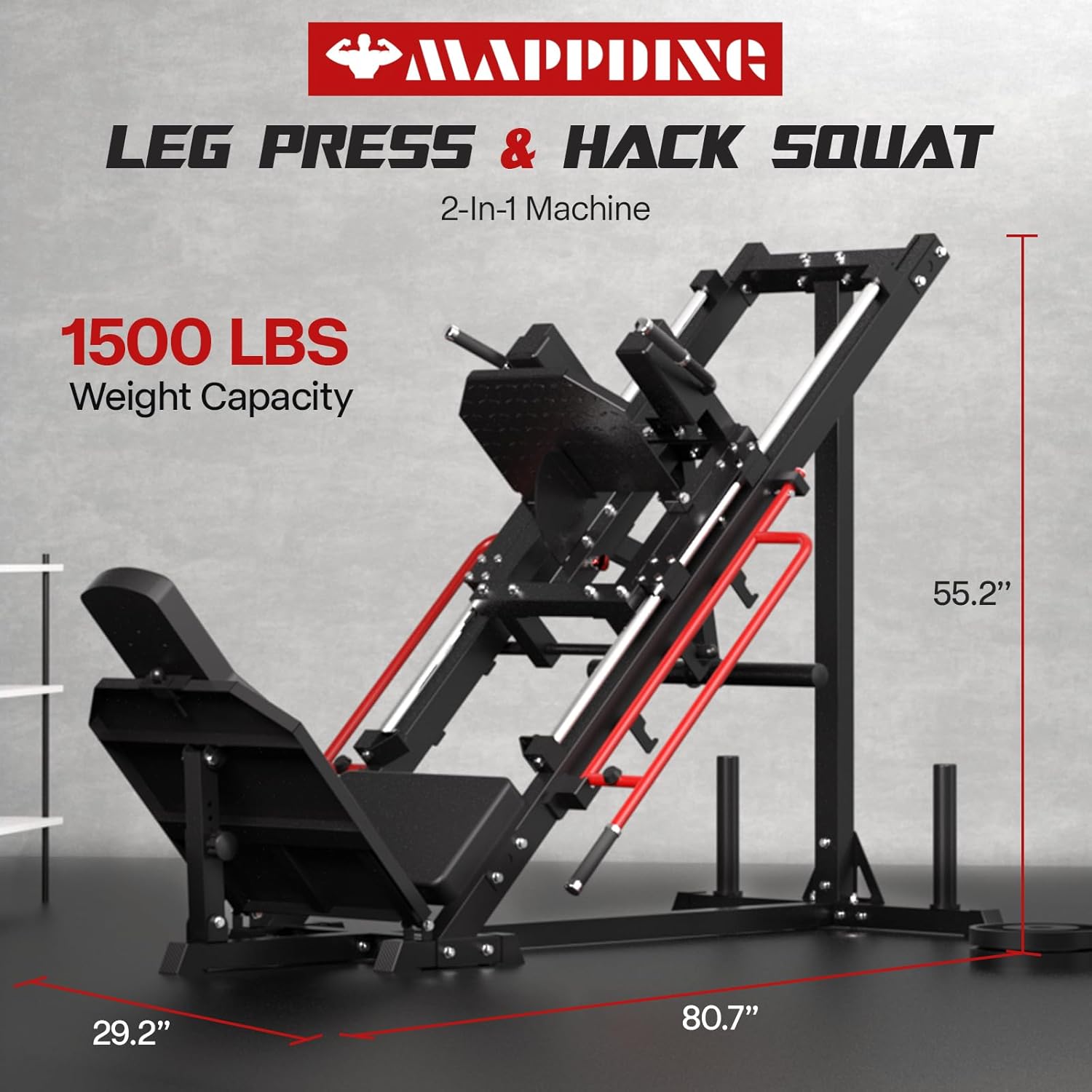 Red Leg Press Hack Squat Machine with Linear Bearing and Weight Storage Q523492