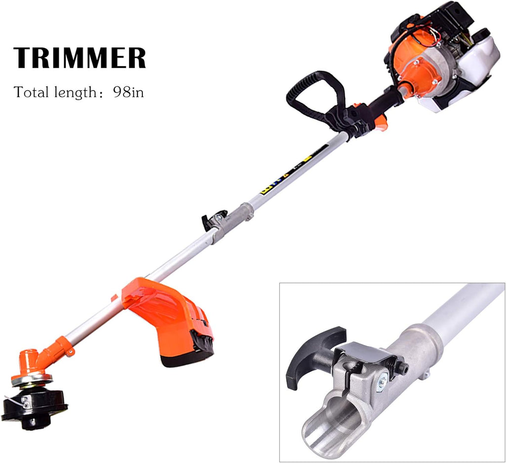 52cc 6 in 1 Gas Petrol Hedge Trimmer Brush Cutter Chainsaw Grass Pruner Multifunctional Y447