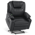 Power Lift Recliner Chair with Heat and Massage, Faux Leather (Black, Medium) L57703