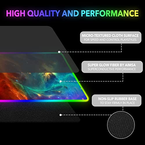 RGB Gaming Mouse Pad Large 35.4 x 15.8 inch Non-Slip Rubber Base P7913