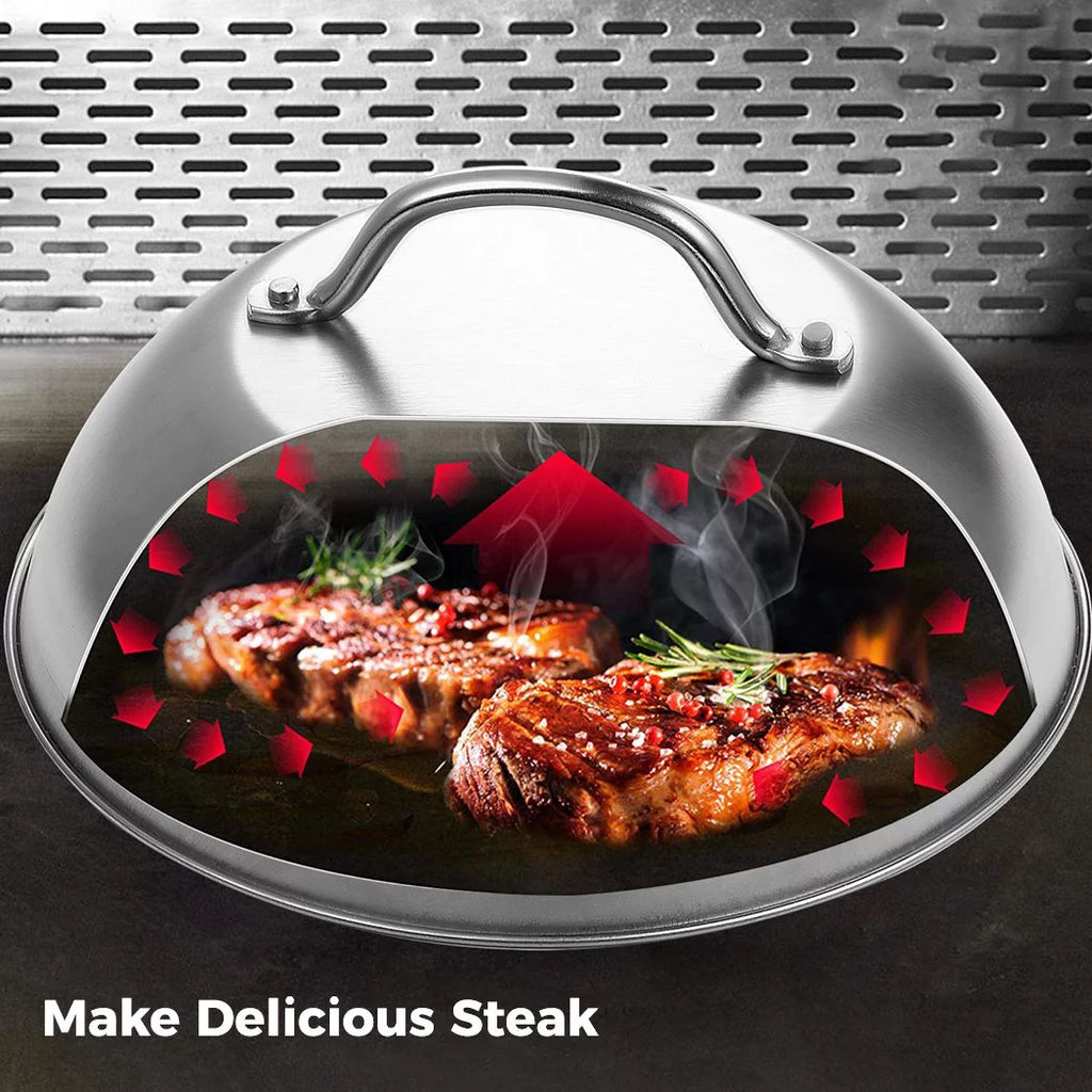 2PCS Stainless Steel Round Basting Cover with Handle F104