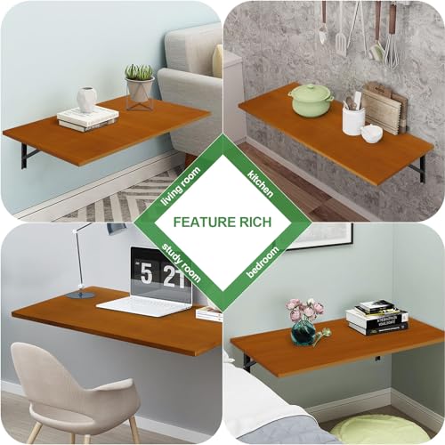 Natural Pine Wood Wall Mounted Folding Table 39 Inch U40441