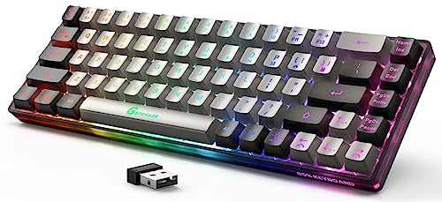 65% Wireless Gaming Keyboard, 68 Keys Ultra-Compact Anti-ghosting No-Conflict (Black-Grey) S82924