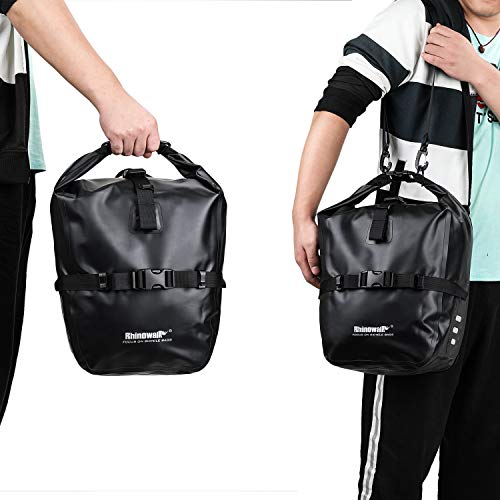 Black 20L Waterproof Bicycle Pannier Rear Seat Bag X14759