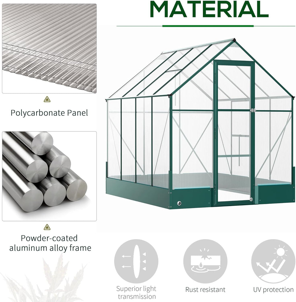 6' x 8' x 7' Walk-in Polycarbonate Greenhouse S16684