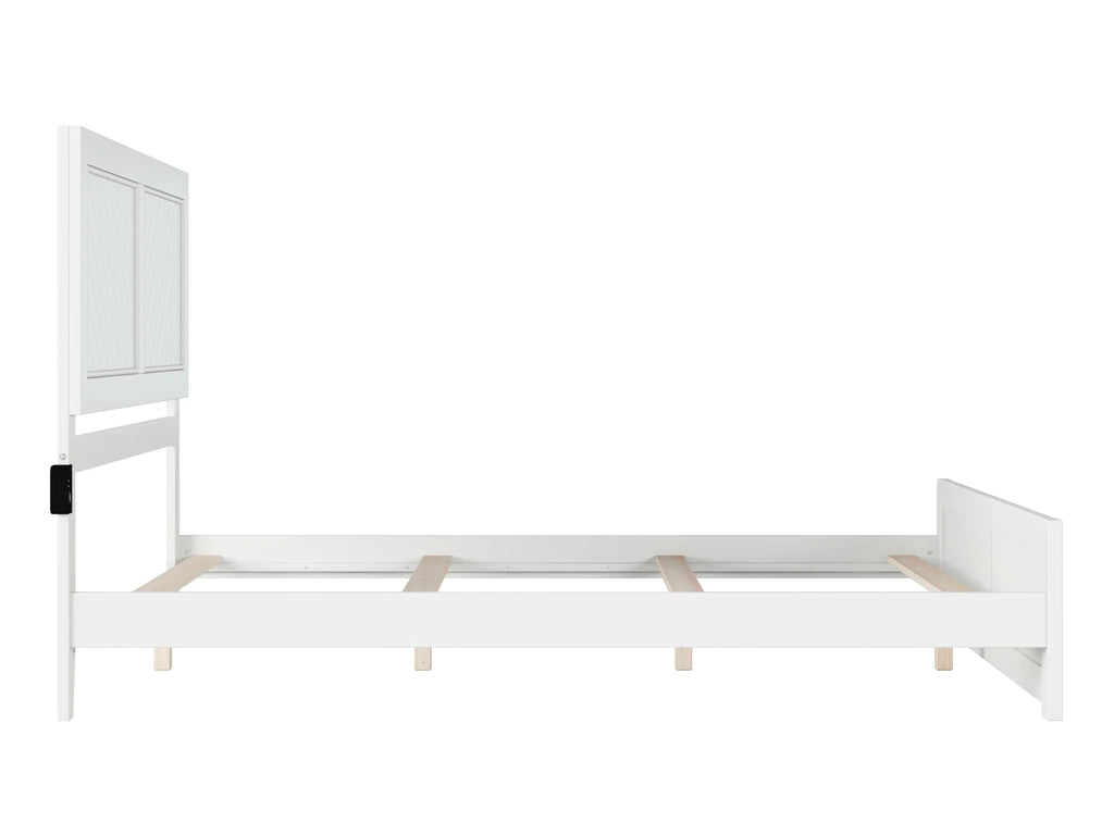 White Solid Wood Queen Foundation Bed Frame with Matching Footboard L981612