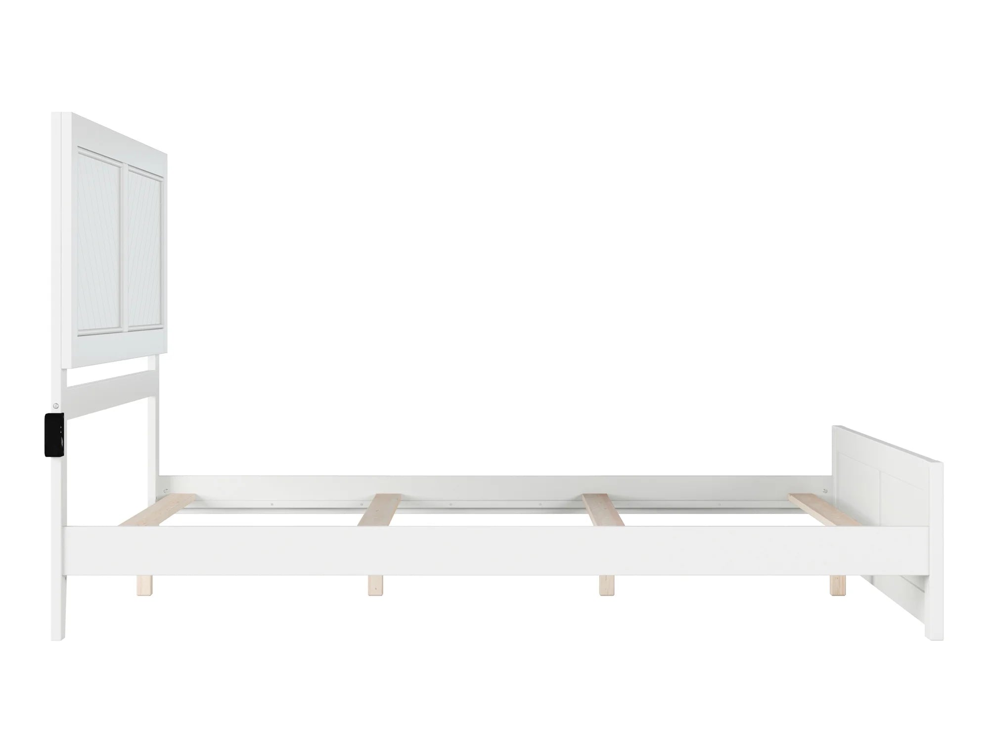 White Solid Wood Queen Foundation Bed Frame with Matching Footboard L981612