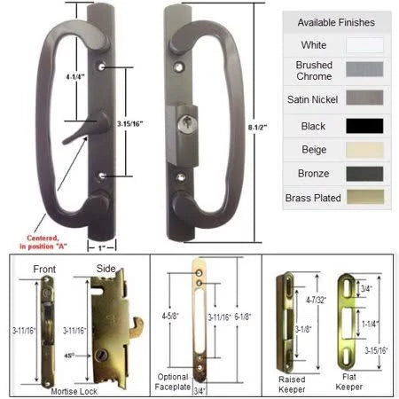 Bronze Sliding Glass Patio Door Handle Kit with Mortise Lock and Keepers M646853